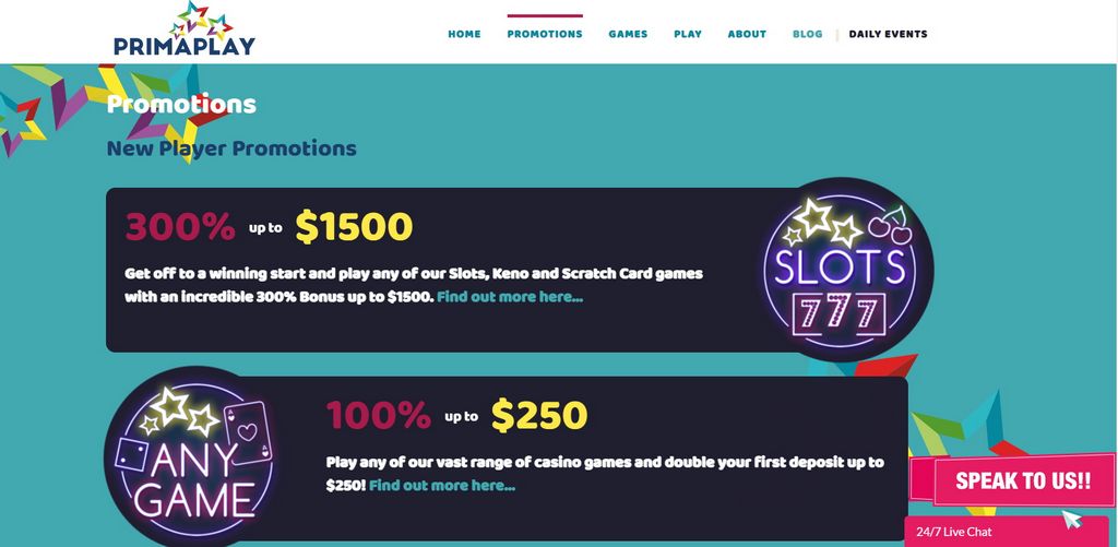 Prima Play Online Casino No Down Payment Bonus Codes (50 Free Chips)